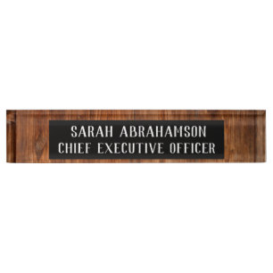 Porte-nom Pour Bureau Enseigne de bureau en bois rustique en grain de bo