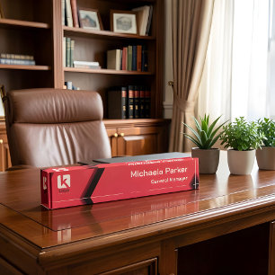 Porte-nom Pour Bureau Enseigne de bureau moderne rose chaud logo personn