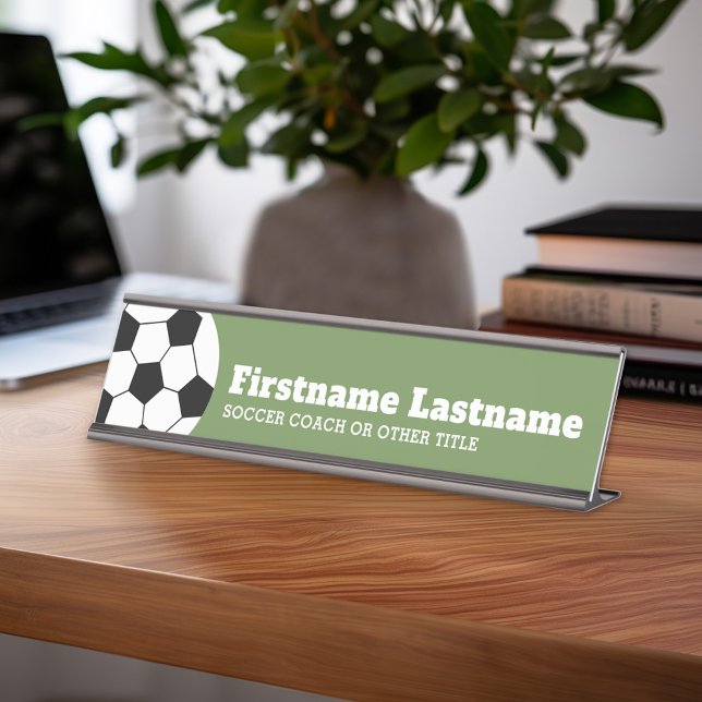 Porte-nom Pour Bureau Entraîneur de balle de football ou enseignant - De (Personalized Sports Theme Desk Name Plate - Great Coach Appreciation Gift or Locker room Decor)