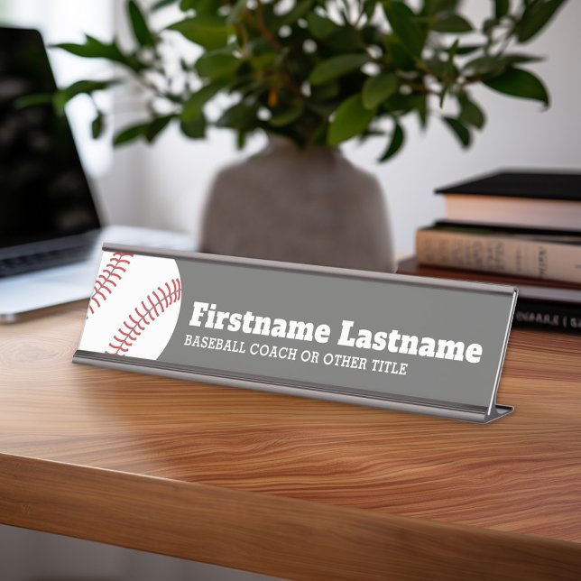 Porte-nom Pour Bureau Entraîneur ou enseignant de baseball - Dessin mode (Personalized Sports Theme Desk Name Plate - Great Coach Appreciation Gift or Locker room Decor)