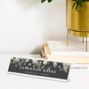 Porte-nom Pour Bureau Étincelle Champagne