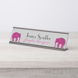 Porte-nom Pour Bureau Étincelle rose étincelante étincelante Votre nom