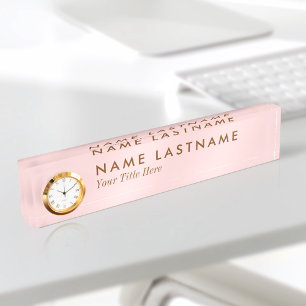 Porte-nom Pour Bureau Étiquette blanche rose simple Nom féminin simple H