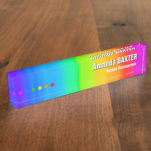 Porte-nom Pour Bureau Étiquette de nom arc-en-ciel (Taille)