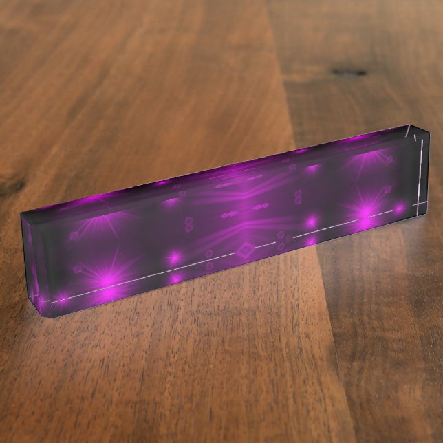 Porte-nom Pour Bureau étoiles lumières violettes (Taille)