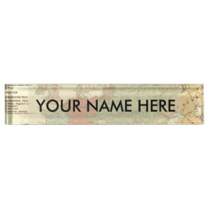 Porte-nom Pour Bureau Europe Carte Pays Antique Mondiale