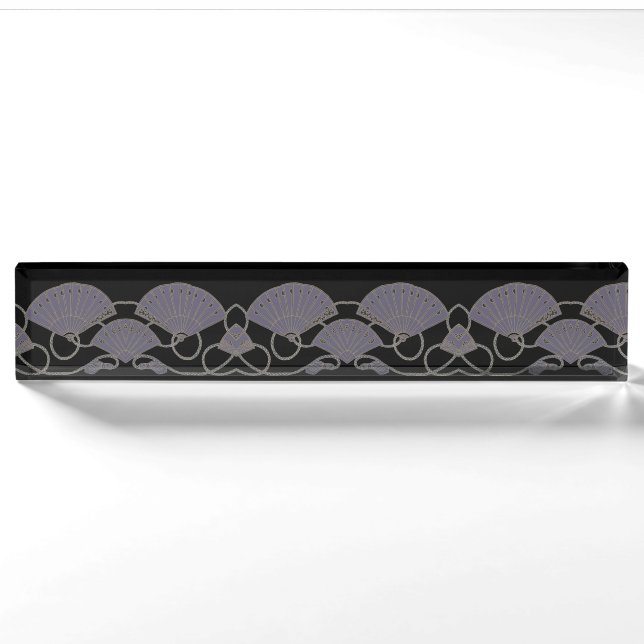 Porte-nom Pour Bureau Éventail Violet Élégant (Devant)