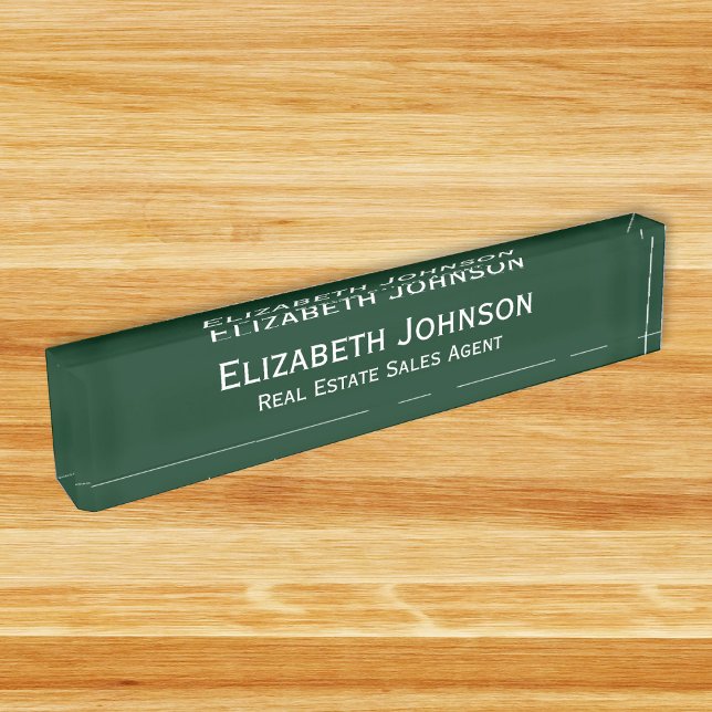 Porte-nom Pour Bureau Exécutif professionnel moderne Dark Green (Modern Dark Green Professional Business Executive Desk Name Plate)