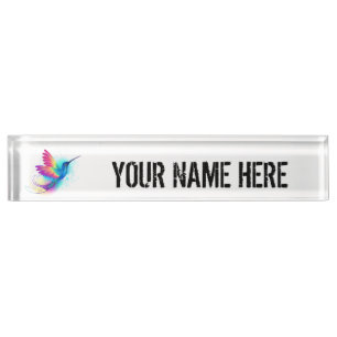 Porte-nom Pour Bureau Exotic Rainbow Hummingbird