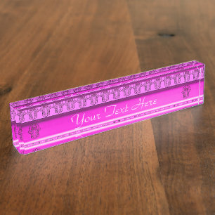 Porte-nom Pour Bureau Exploit de main de Hamsa : Coeur (rose)