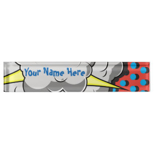 Porte-nom Pour Bureau Explosion comique de style d'art de bruit