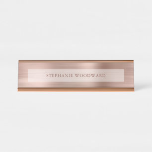 Porte-nom Pour Bureau Faux d'or Rose moderne brossé Métal