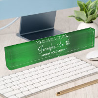 Faux émeraude vert feuille avec titre de poste