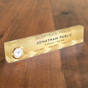 Porte-nom Pour Bureau Faux Gold Elegant Modèle moderne Horloge