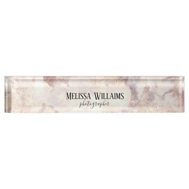 Porte-nom Pour Bureau Faux Gold Marble Business Desk Nameplate (Devant)