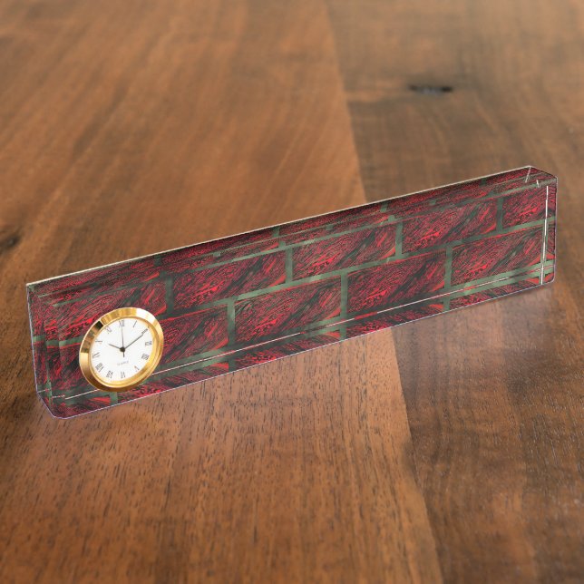 Porte-nom Pour Bureau Faux mur de briques ou tuiles exposés le simulant? (Taille)