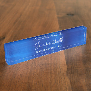 Porte-nom Pour Bureau Faux Royal Blue Metallic Foil