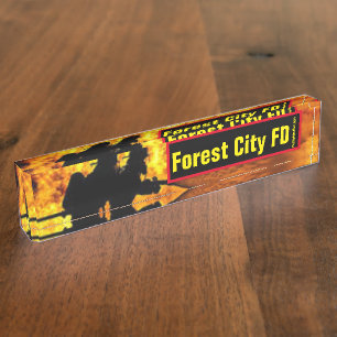 Porte-nom Pour Bureau FD Flames de Forest City