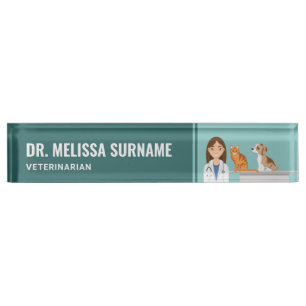 Porte-nom Pour Bureau Femme vétérinaire clinique vétérinaire animal de c