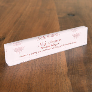 Porte-nom Pour Bureau Femmes avocate personnelle, slogan et emblème de l