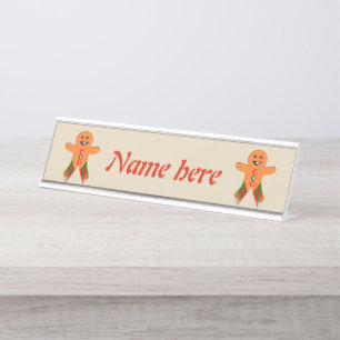 Porte-nom Pour Bureau Fête de Noël Gingerbread Homme Personnalisé
