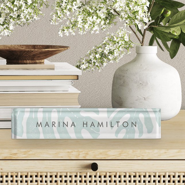 Porte-nom Pour Bureau Feuille de monstère botanique tropicale (Créateur téléchargé)