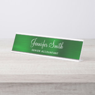 Porte-nom Pour Bureau Feuille de vert émeraude