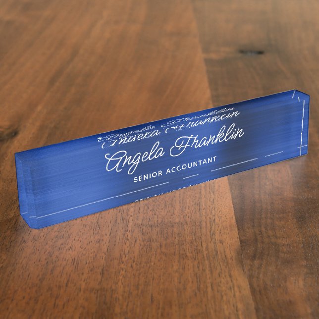 Porte-nom Pour Bureau Feuille métallisée bleue de la Royal Navy (Taille)