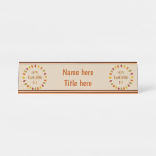 Porte-nom Pour Bureau Feuilles de chêne Thanksgiving Custom