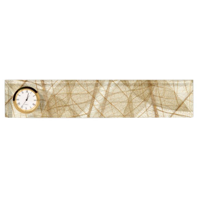 Porte-nom Pour Bureau Feuilles de dentelle de crème pâle rustique (Devant)