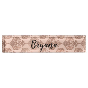 Porte-nom Pour Bureau Feuilles de palmier tropicales roses lumineuses d'