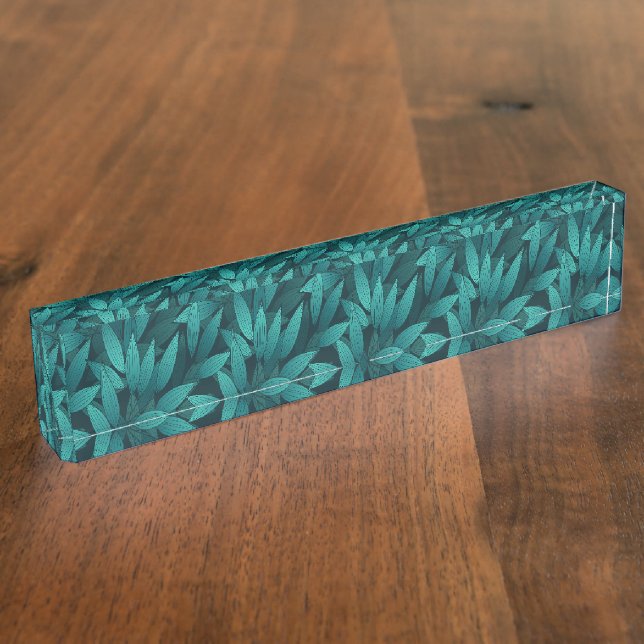 Porte-nom Pour Bureau Feuilles tropicales dégradées (Taille)