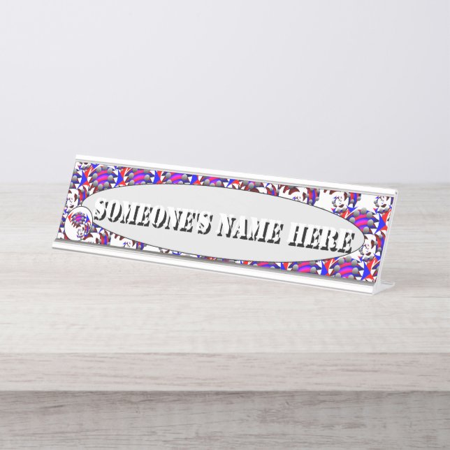 Porte-nom Pour Bureau Fibonacci 'Fish' par Kenneth Yoncich (Devant)