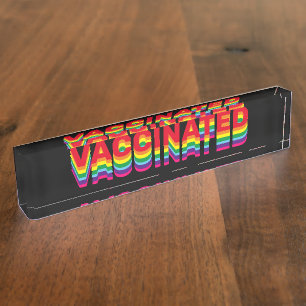Porte-nom Pour Bureau Fierté vaccinée lgbt queer gay rainbow black