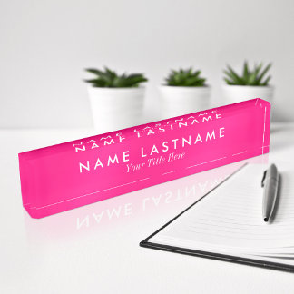 Porte-nom Pour Bureau Fille lisse Feminine rose vif Personnalisé
