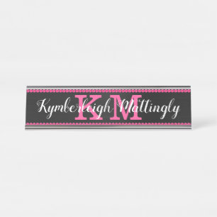 Porte-nom Pour Bureau Fille Noir Hot Diamonds Rose Glam Nom Monogramme