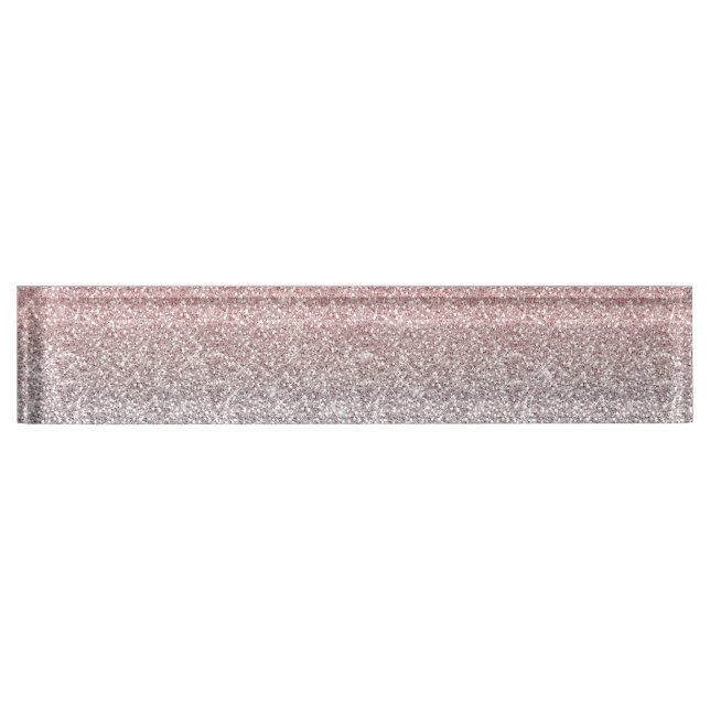 Porte-nom Pour Bureau Fille Rose Gold Parties scintillant Argent Ombre D (Devant)