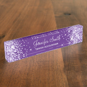 Porte-nom Pour Bureau Fille Sparkly Lavender Parties scintillant Royal v