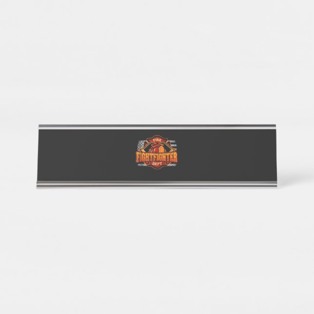 Porte-nom Pour Bureau Fireman American Flag Red Line (Devant)