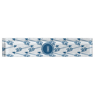 Porte-nom Pour Bureau Flèches tribales Monogramme de marine