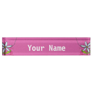 Porte-nom Pour Bureau Fleur blanc de marguerite rose