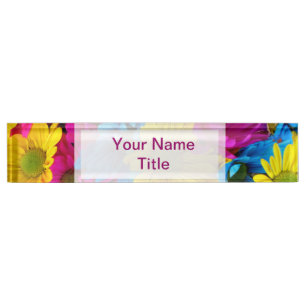 Porte-nom Pour Bureau Fleur colorée de bureau de marguerite rose faite