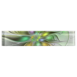 Porte-nom Pour Bureau Fleur de Fantaisie Abstraite Moderne Fractale Colo