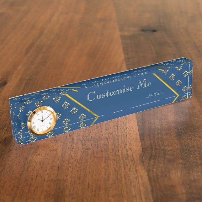 Porte-nom Pour Bureau Fleur de lis métallique (or) (Taille)