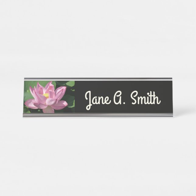 Porte-nom Pour Bureau Fleur de lotus rose IV (Devant)