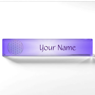 Porte-nom Pour Bureau Fleur de vie / Blume des Lebens - timbre violet