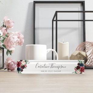 Porte-nom Pour Bureau Fleur radieuse Aquarelle florale