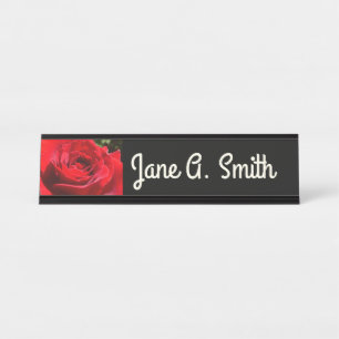 Porte-nom Pour Bureau Fleur rose rouge vif Belle florale