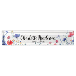 Porte-nom Pour Bureau Fleur sauvage Élégant Nom personnalisé Plate Occup