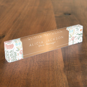 Porte-nom Pour Bureau Fleur sauvage motif de la parties scintillant en o